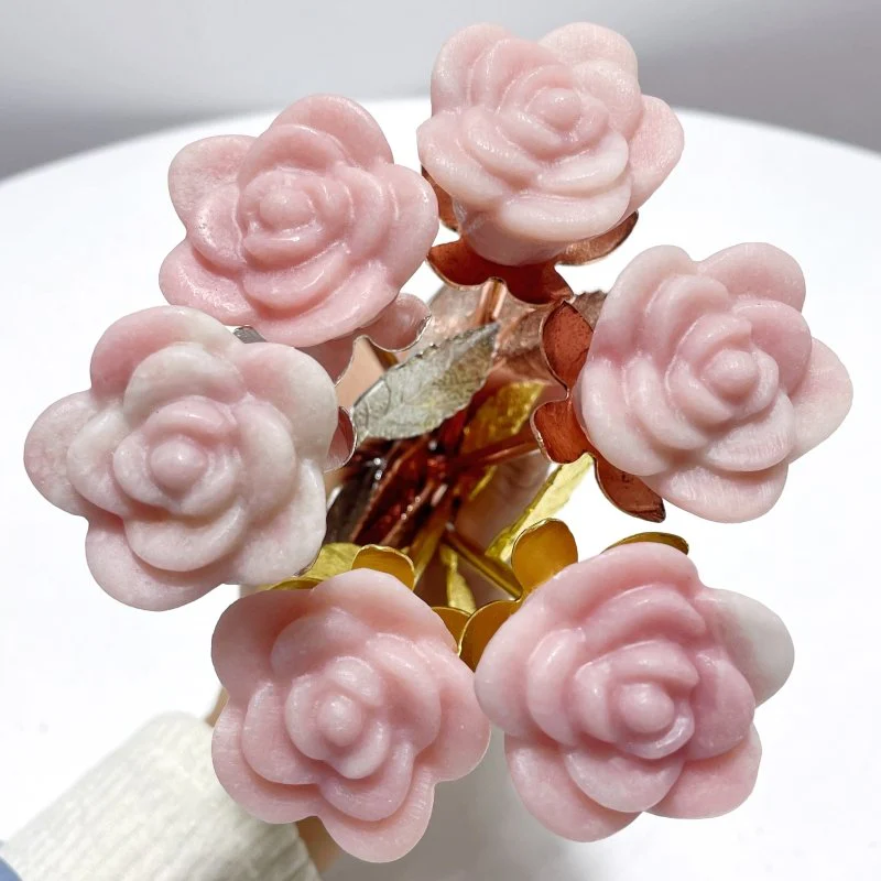 3 Color Pink Opal Rose Flower Carving Wholesale #2 Shape - Image 2