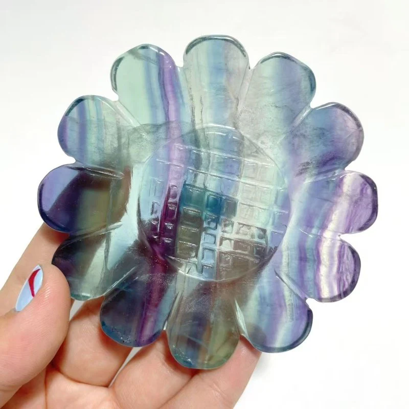 3 Pairs Beautiful Flower Carving With Stand Moss Agate Pink Opal Fluorite - Image 5