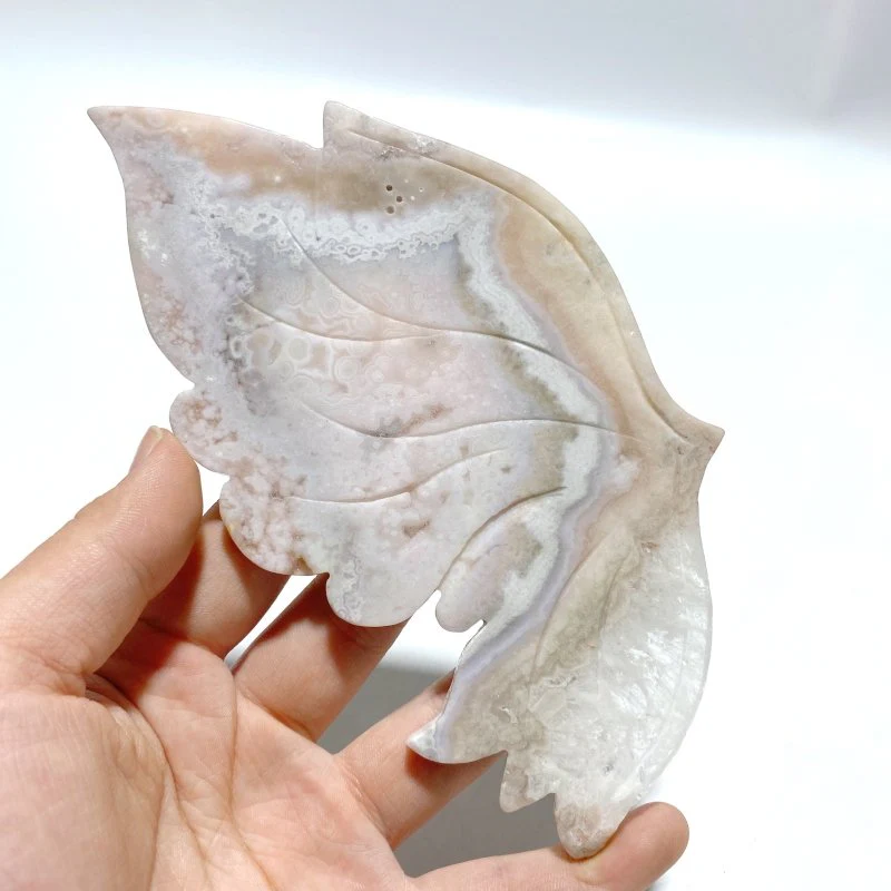 Beautiful Sakura Flower Agate Butterfly Wing Carving With Stand - Image 3