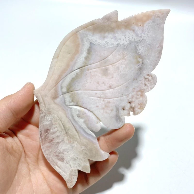 Beautiful Sakura Flower Agate Butterfly Wing Carving With Stand - Image 4