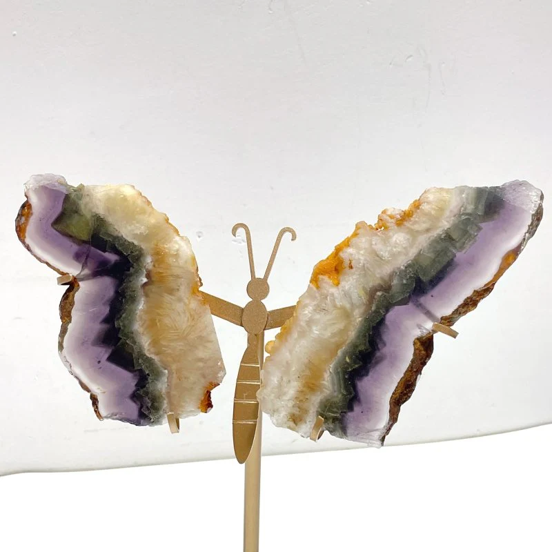 3 Pairs Fluorite Mixed Pyrite Butterfly Wing With Stand #5 - Image 4
