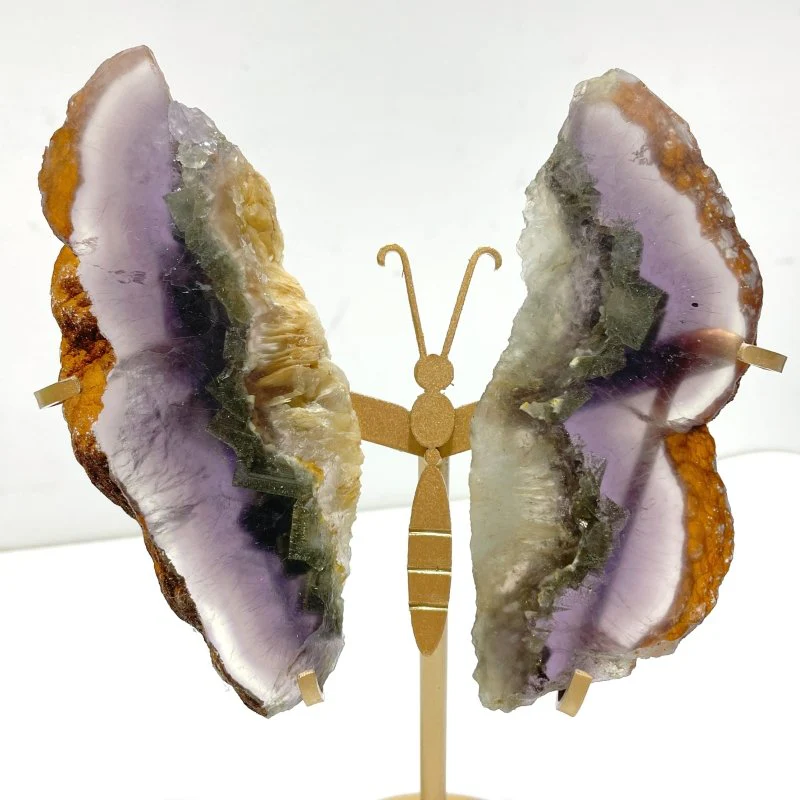 3 Pairs Fluorite Mixed Pyrite Butterfly Wing With Stand #7 - Image 3