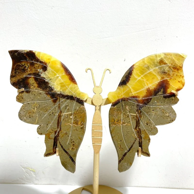 4 Pairs Septarian Butterfly Wing Carving With Stand #1 - Image 2
