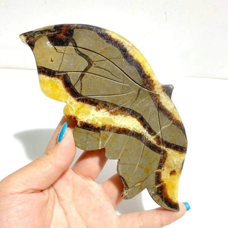 4 Pairs Septarian Butterfly Wing Carving With Stand #1 - Image 5
