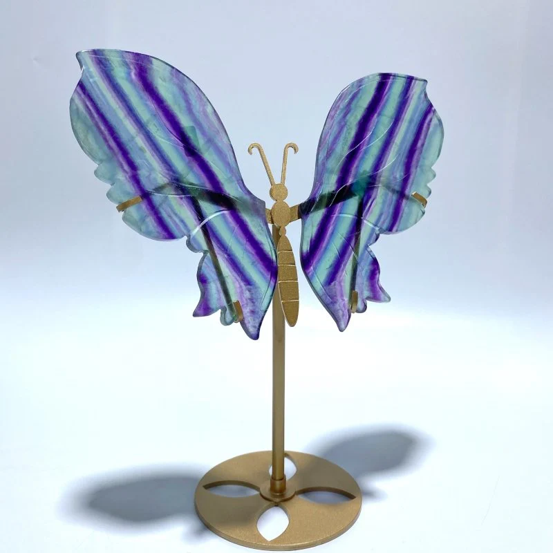 Fluorite Symmetry Butterfly Wing With Stand