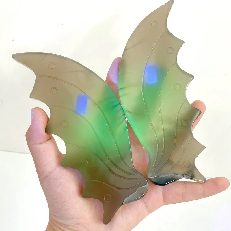 3 Pairs Volcano Agate Flying Dragon Carving With Stand (UV Reactive)#2 - Image 4