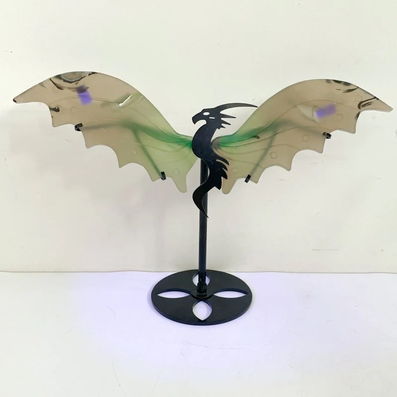 3 Pairs Volcano Agate Flying Dragon Carving With Stand (UV Reactive)#2 - Image 6