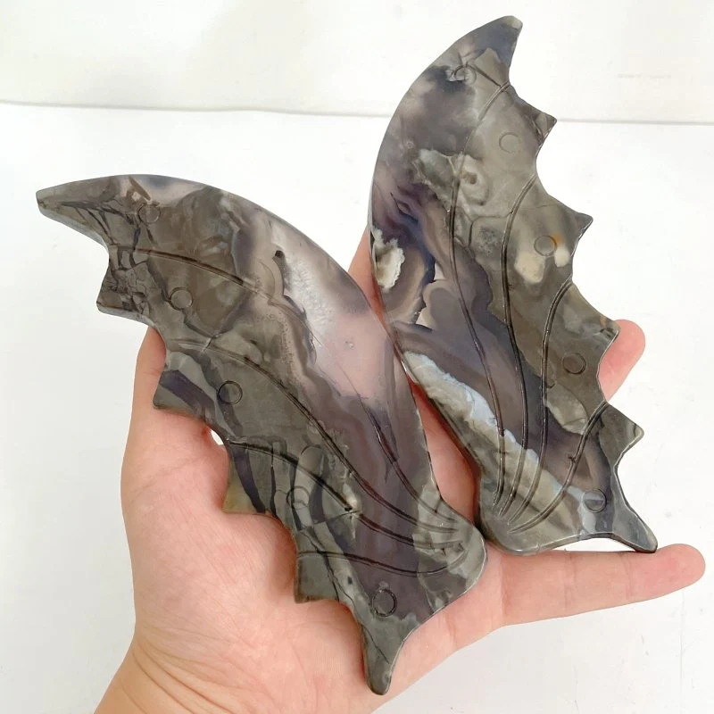 3 Pairs Volcano Agate Flying Dragon Carving With Stand (UV Reactive)#1 - Image 8