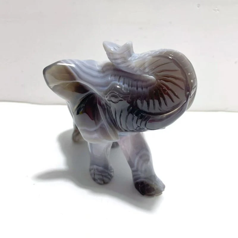 3 Pieces Amethyst Mixed Geode Druzy Agate Elephant Animal Carving #A22 - Image 3