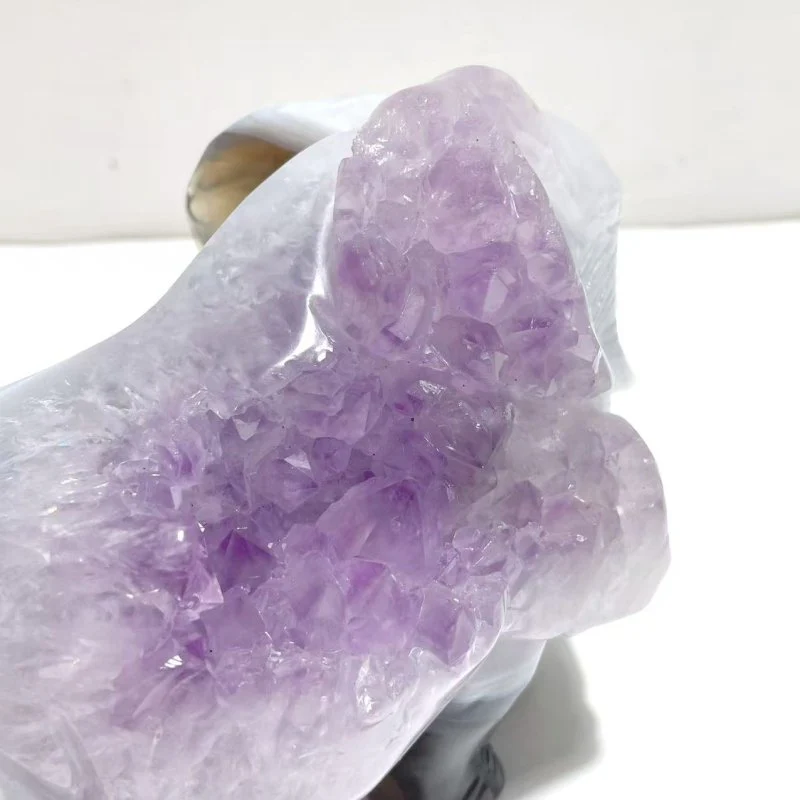 3 Pieces Amethyst Mixed Geode Druzy Agate Elephant Animal Carving #A22 - Image 8