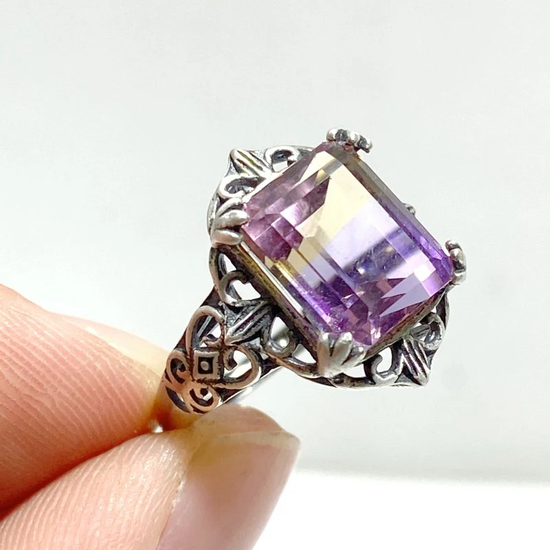 6 Pieces Ametrine Sugar Cube 925 Silver Ring - Image 5