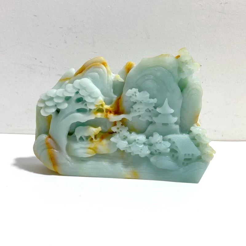 3 Pieces Beautiful Caribbean Calcite Landscape Pavilion Carving #6 - Image 3