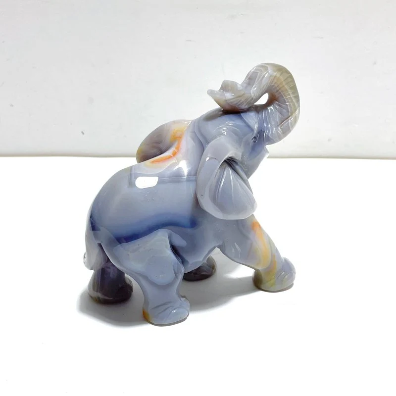 Unique Geode Agate Druzy Elephant Carving - Image 2