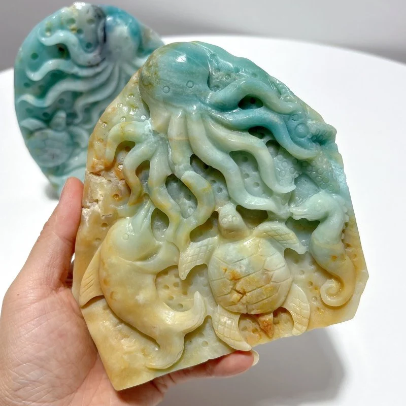 2 Pieces High Quality Caribbean Calcite Sea Animals Carving - Image 3