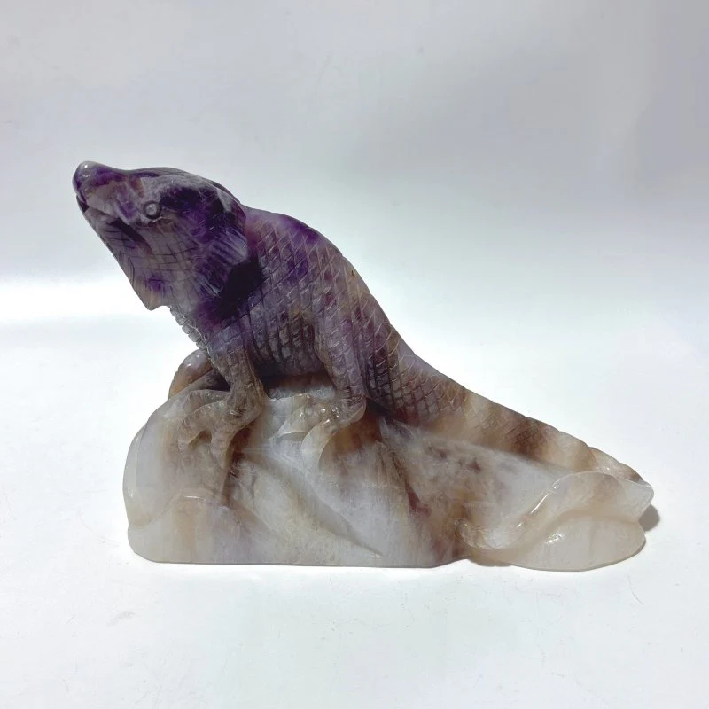 3 Pieces Chevron Amethyst Lizard Carving - Image 5
