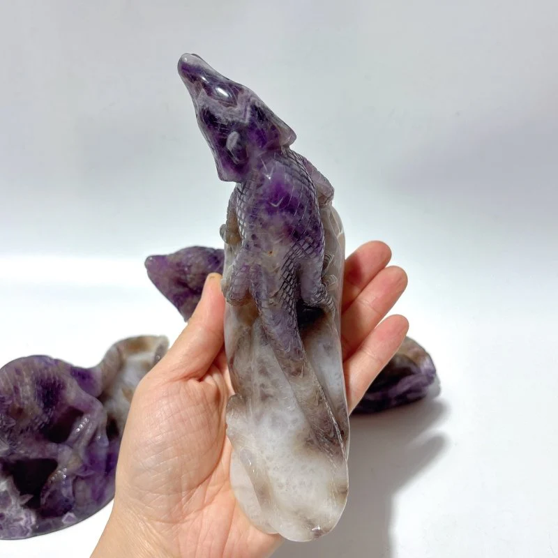 3 Pieces Chevron Amethyst Lizard Carving - Image 8