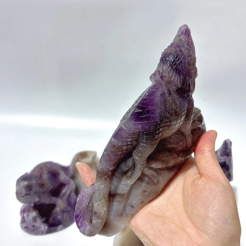 3 Pieces Chevron Amethyst Lizard Carving - Image 9