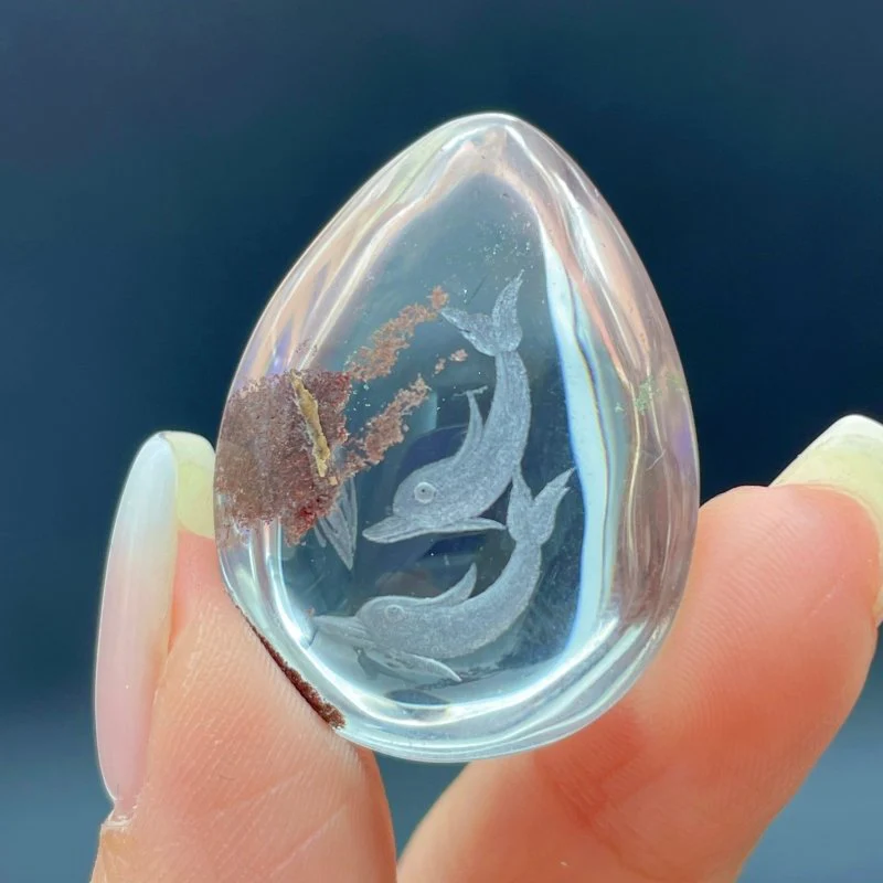 4 Pieces Dolphin Garden Quartz Inner Scene Carving - Image 2