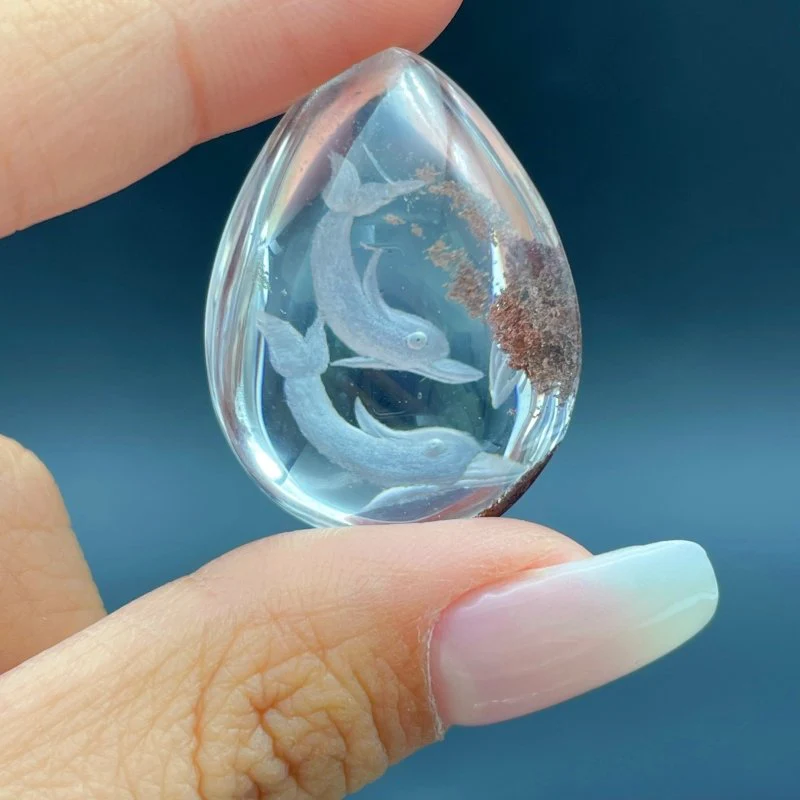 4 Pieces Dolphin Garden Quartz Inner Scene Carving - Image 5
