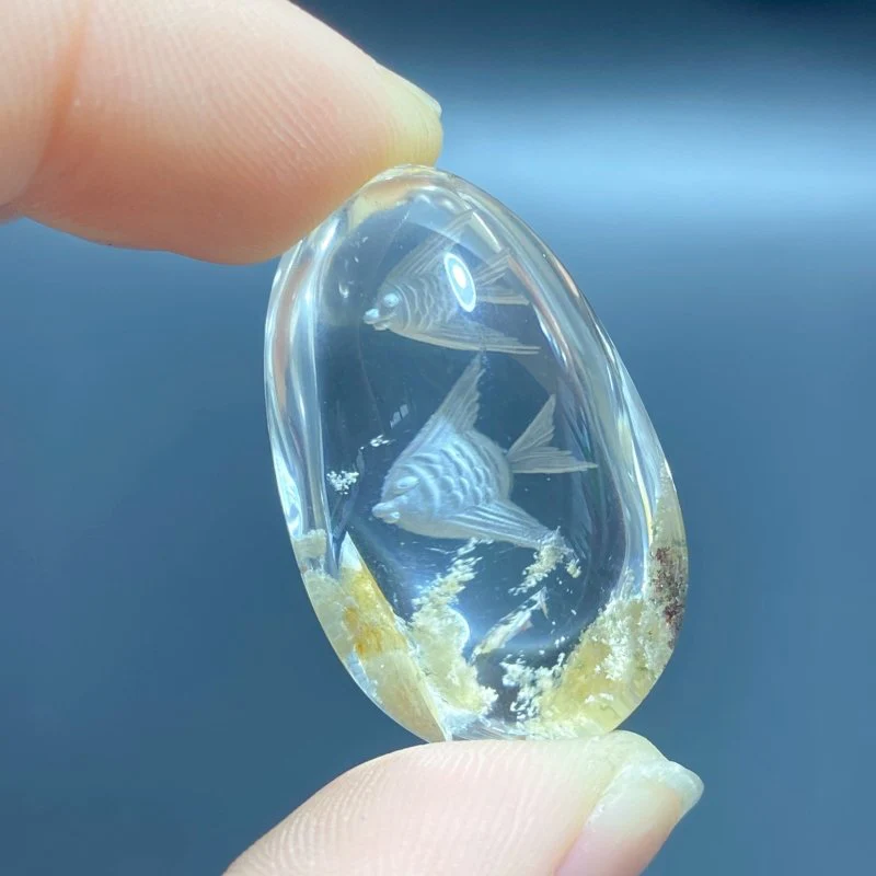 3 Pieces Fish Garden Quartz Inner Scene Carving