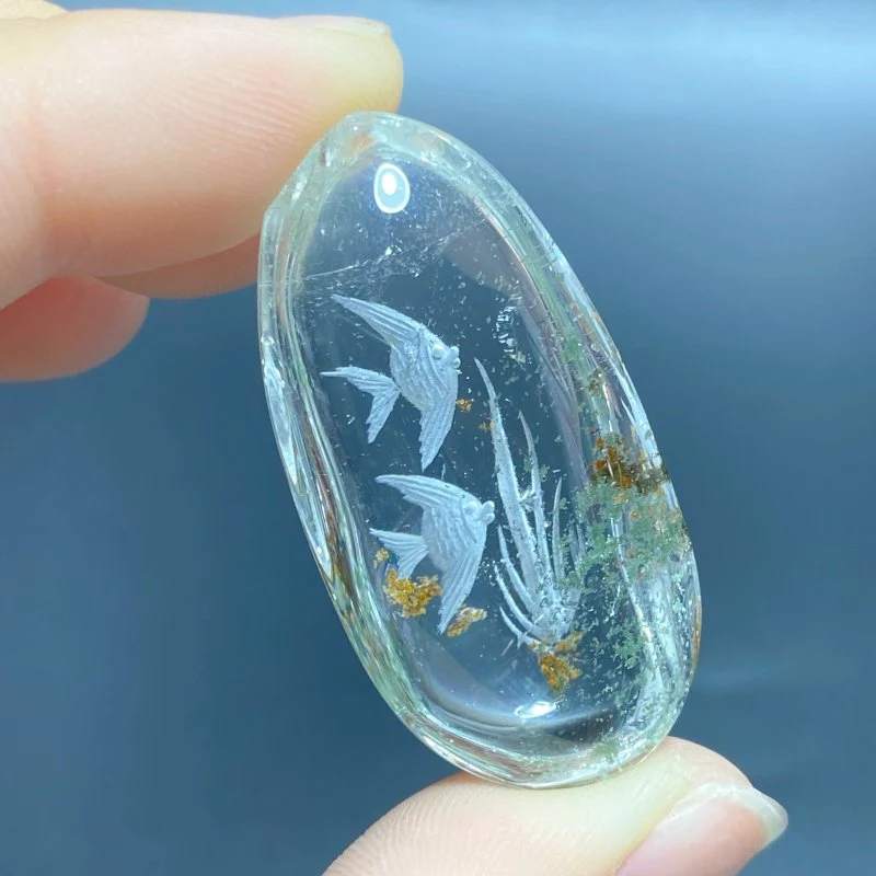 3 Pieces Fish Garden Quartz Inner Scene Carving - Image 2