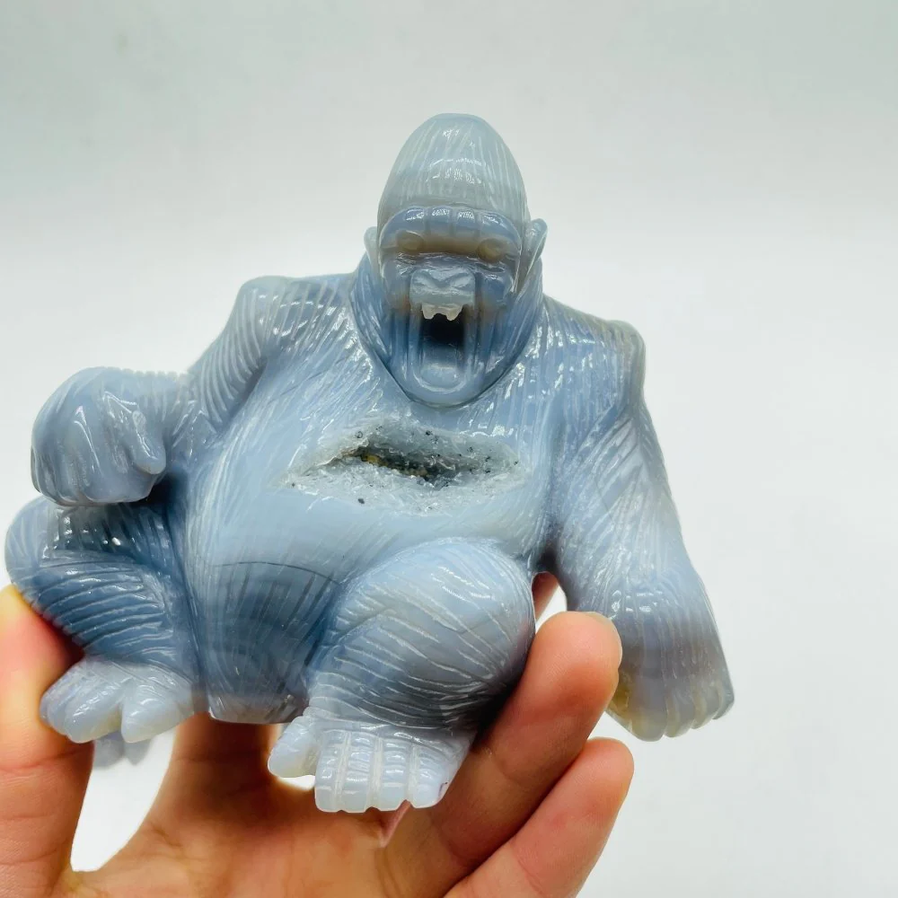 3 Pieces Geode Druzy Agate King Kong Ape Carving - Image 6