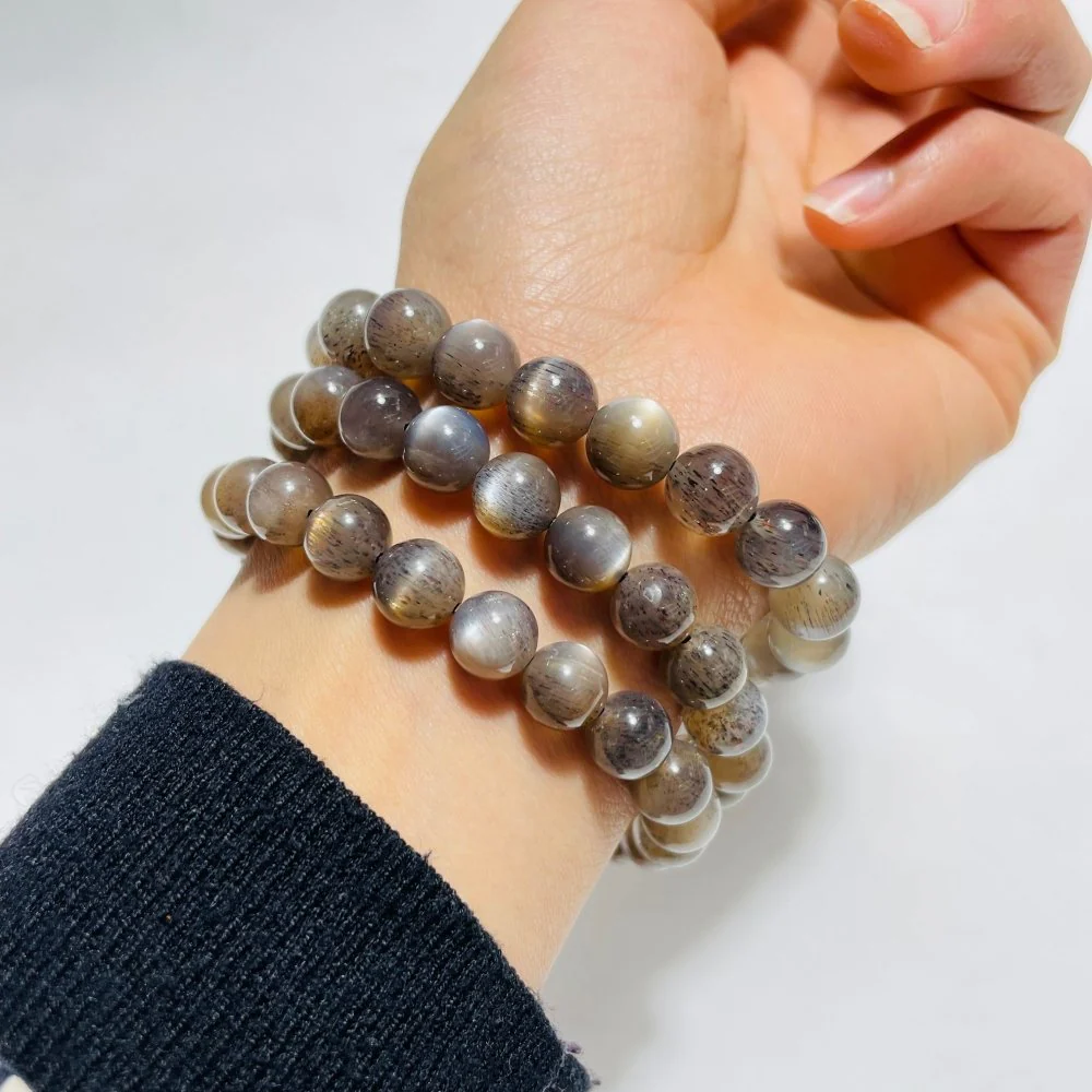 3 Pieces High Grade Black Sunstone with Hematite Bracelet (HGUB12) - Image 2