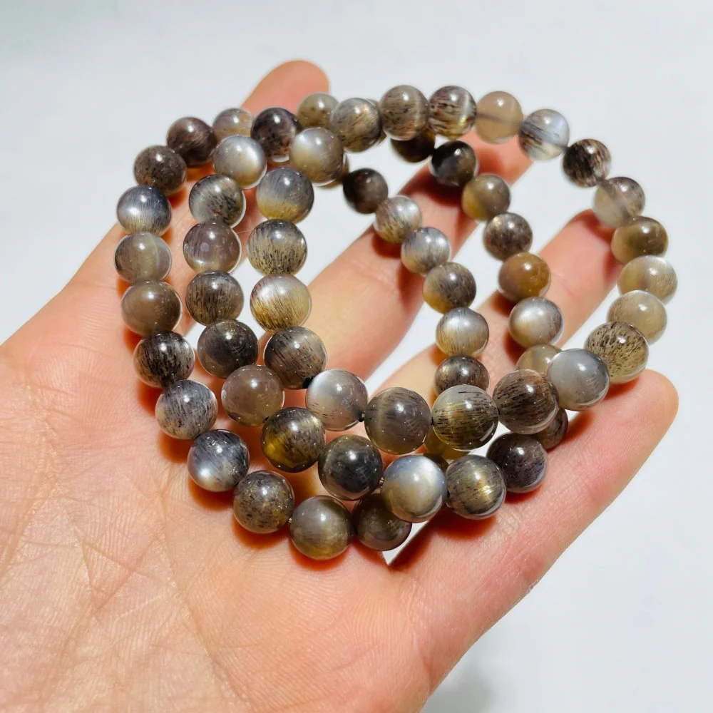 3 Pieces High Grade Black Sunstone with Hematite Bracelet (HGUB12) - Image 3