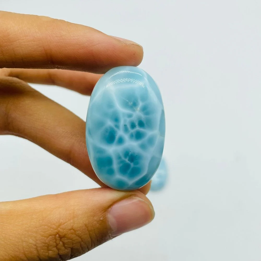 3 Pieces Semicircular Cabochon Larimar DIY Charms Dominican Republic Larimar - Image 2