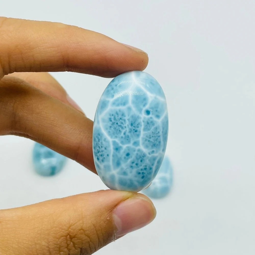 3 Pieces Semicircular Cabochon Larimar DIY Charms Dominican Republic Larimar - Image 3