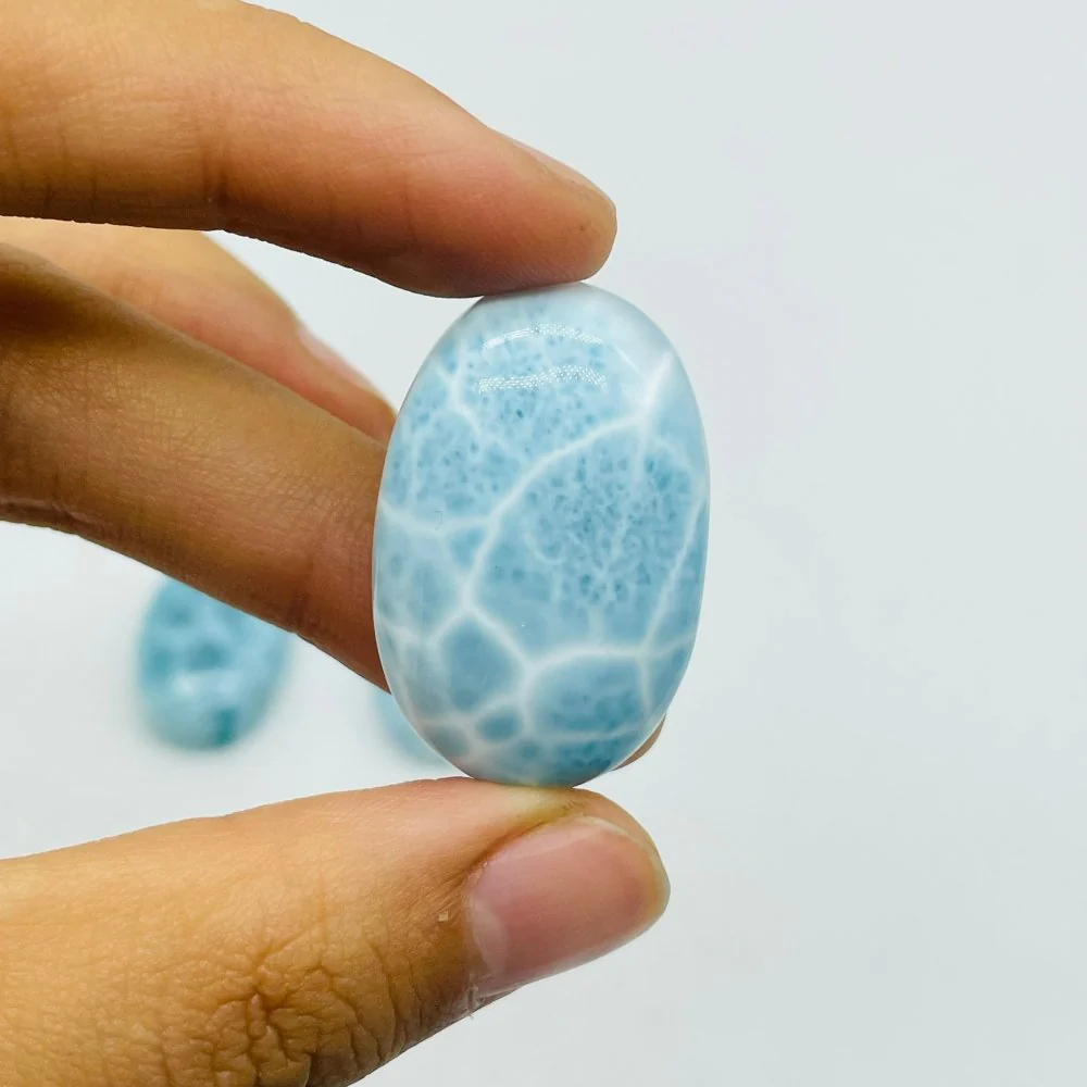 3 Pieces Semicircular Cabochon Larimar DIY Charms Dominican Republic Larimar - Image 4