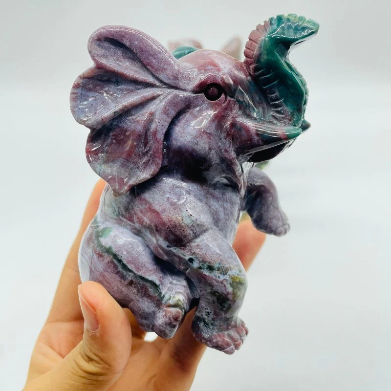 3 Pieces High Quality Large Ocean Jasper Elephant Carving - Image 5