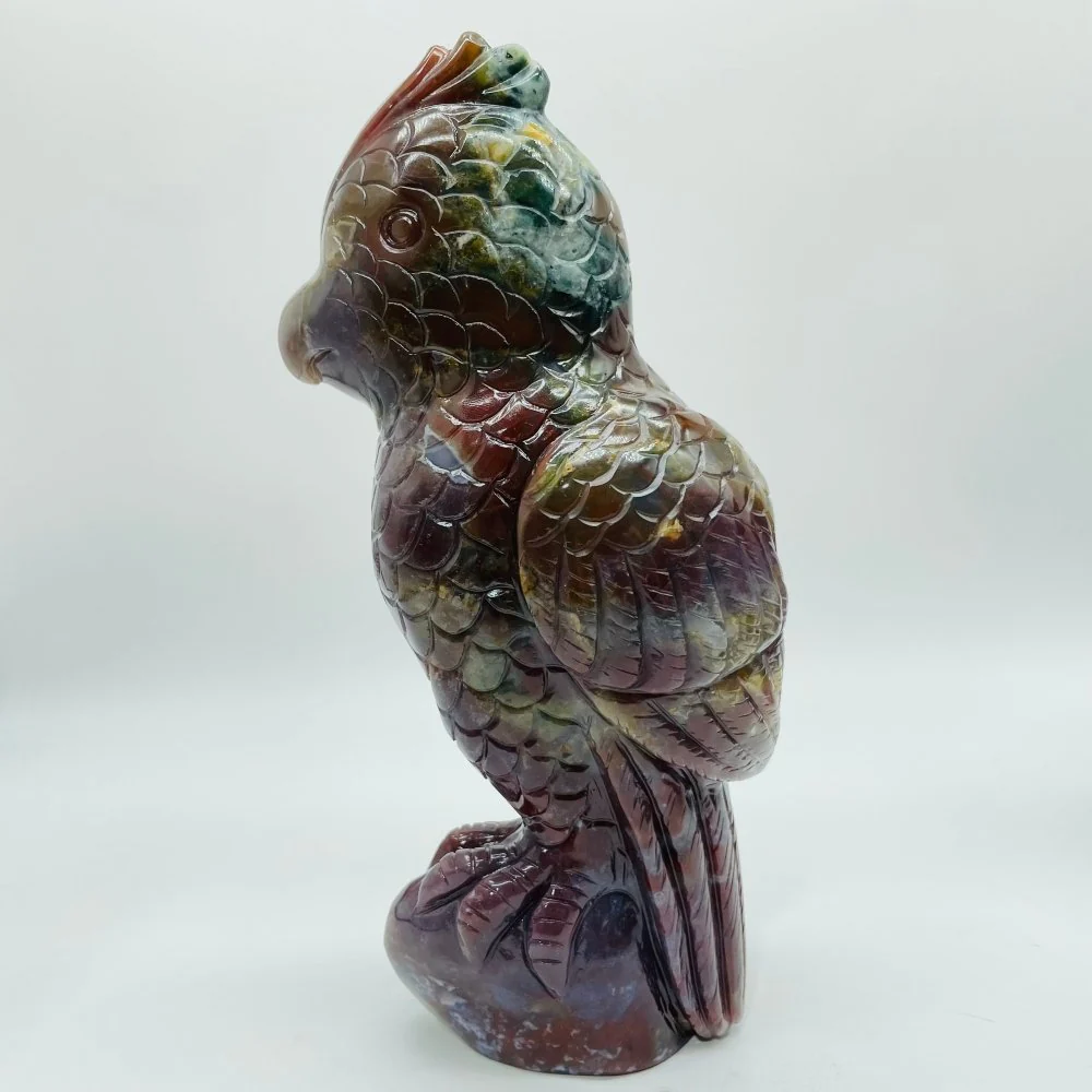 3 Pieces Large Ocean Jasper Parrot Carving - Image 4