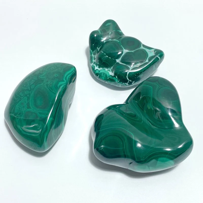 3 Pieces High Quality Polished Malachite Free Form