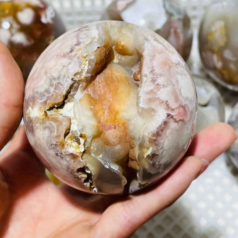 9 Pieces High Quality Sakura Agate Geode Spheres - Image 7