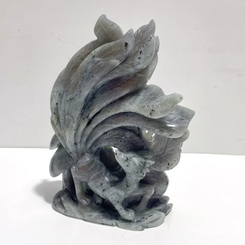 3 Pieces Labradorite Nine-tailed Fox Carving - Image 6