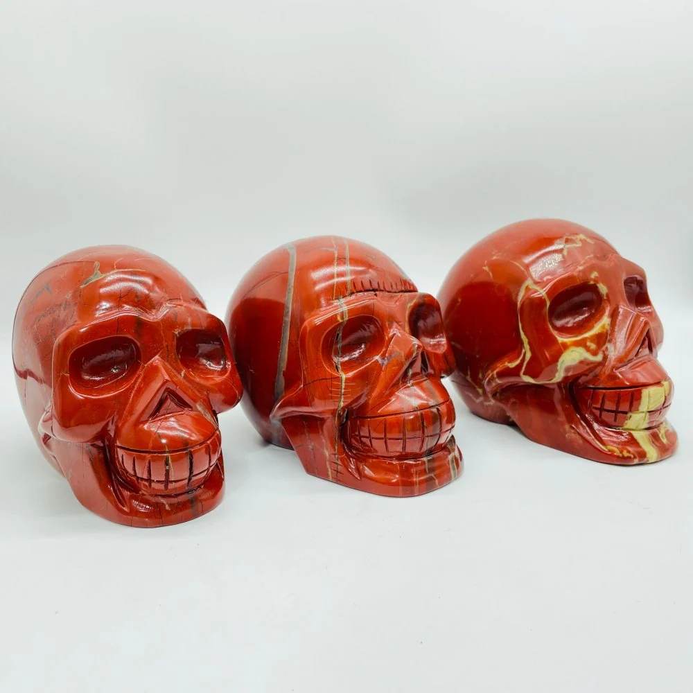 3 Pieces Large Red Jasper Skull Carving - Image 2