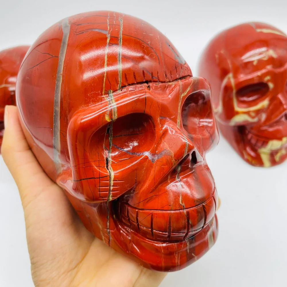 3 Pieces Large Red Jasper Skull Carving - Image 5