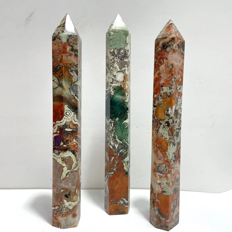 3 Pieces Tall China Agate Tower Point
