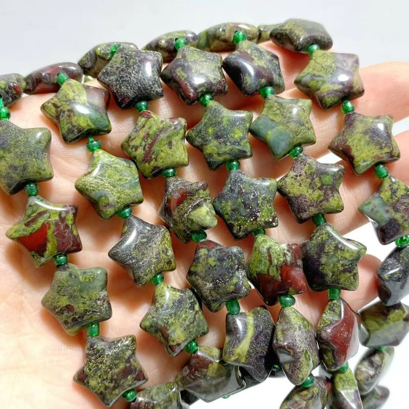 3 Types 1.5CM Drilled Star DIY Beads Strands Wholesale Dragon Blood Stone Labradorite - Image 2