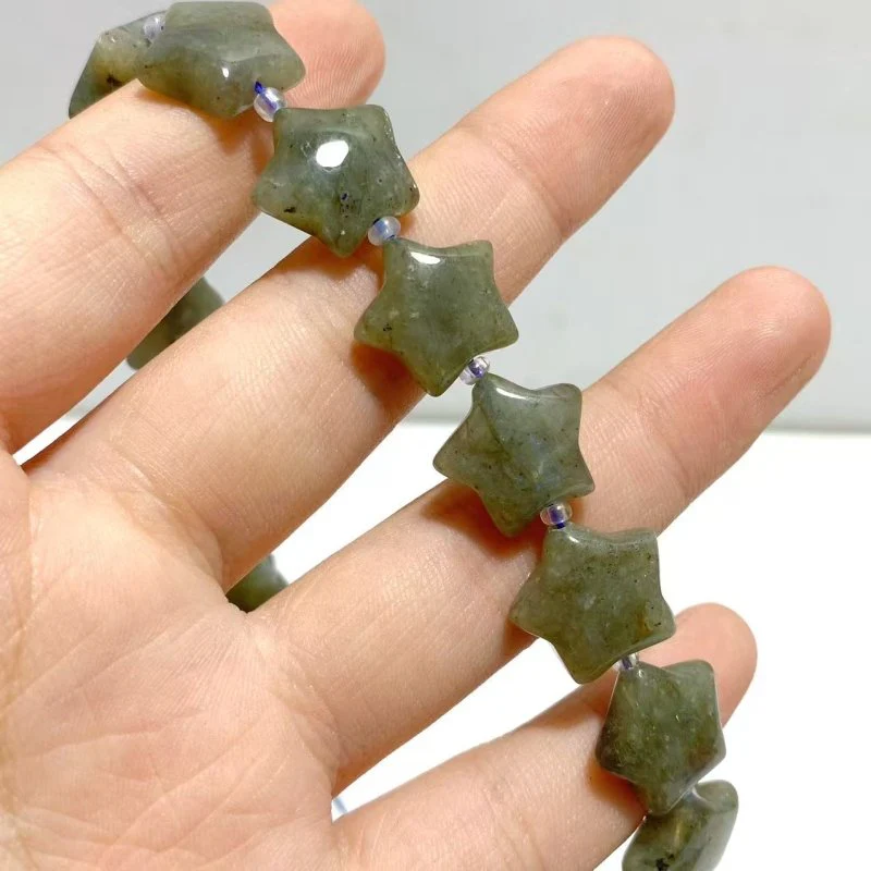 3 Types 1.5CM Drilled Star DIY Beads Strands Wholesale Dragon Blood Stone Labradorite - Image 5