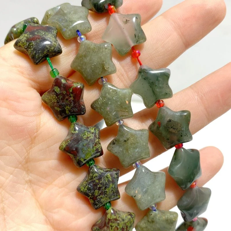 3 Types 1.5CM Drilled Star DIY Beads Strands Wholesale Dragon Blood Stone Labradorite - Image 8