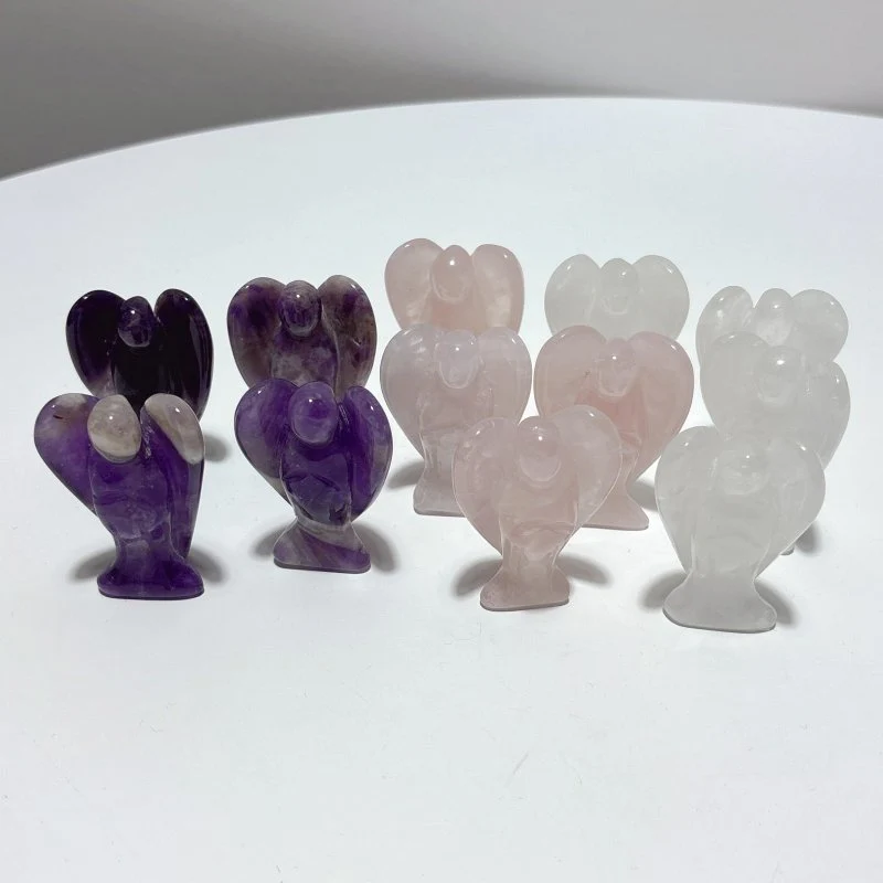 3 Types 2inch Angel Carving Wholesale Clear Quartz & Rose Quartz - Image 2