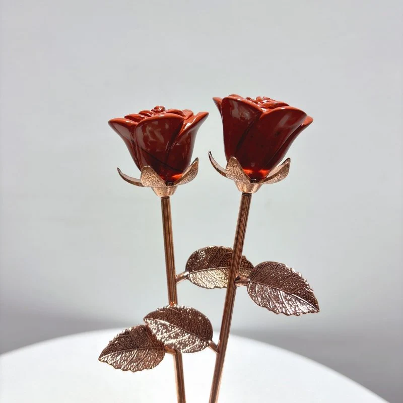 3 Color Beautiful Red Jasper Rose Flower Carving Wholesale #2 Shape - Image 5