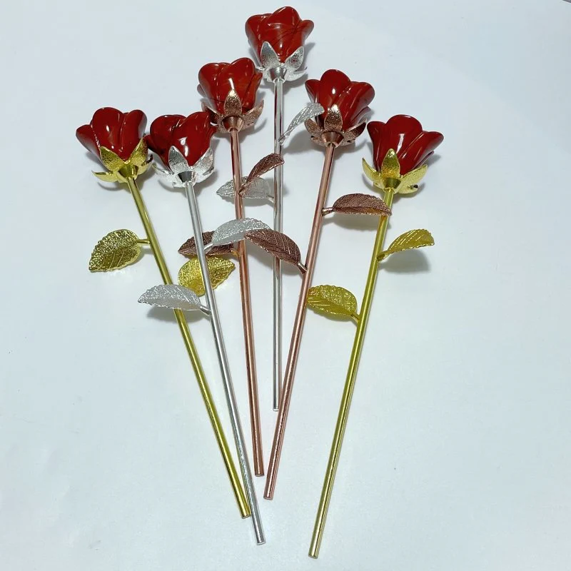 3 Color Beautiful Red Jasper Rose Flower Carving Wholesale #2 Shape - Image 6