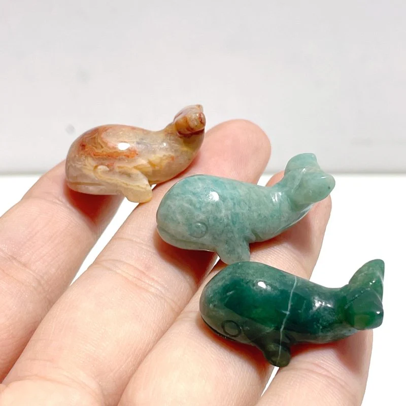 3 Types Whale carving Wholesale Crazy Agate Amazonite Moss Agate - Image 5