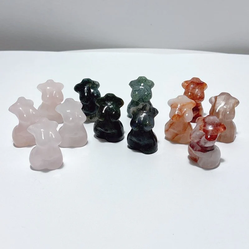 Curvy Crystal Goddess Carving Wholesale Fire Quartz Moss Agate Rose Quartz (Crack)