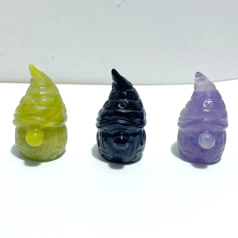 3 Types Halloween Gnome Carving Wholesale Obsidian Fluorite Tree Jasper - Image 2