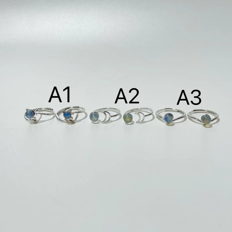 3 Types Labradorite Ring Moon Cat Crown Shape - Image 4