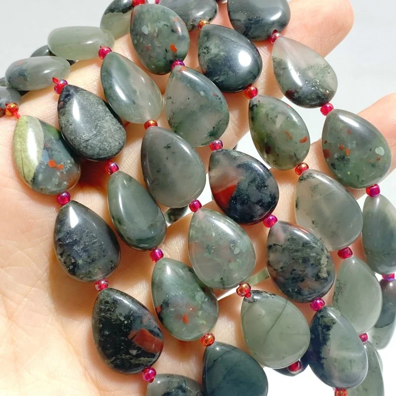 3 Types Mini Drilled Waterdrop Shape DIY Beads Strands Wholesale Dragon Blood Stone Labradorite - Image 2